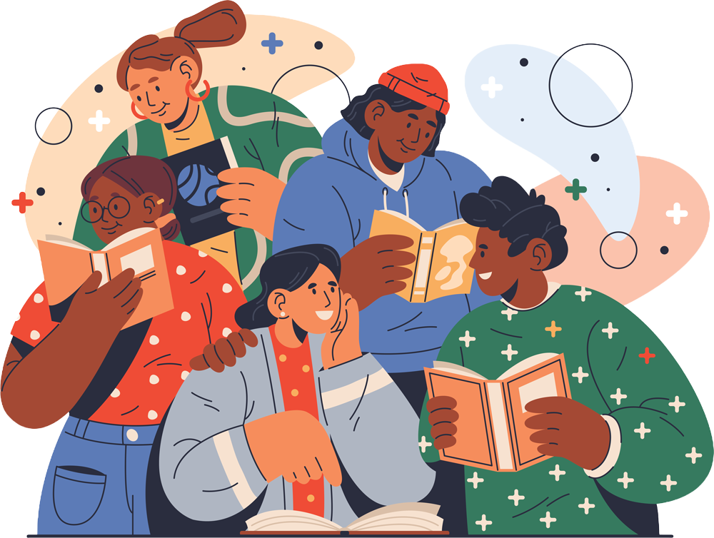 Readers enjoying books together
